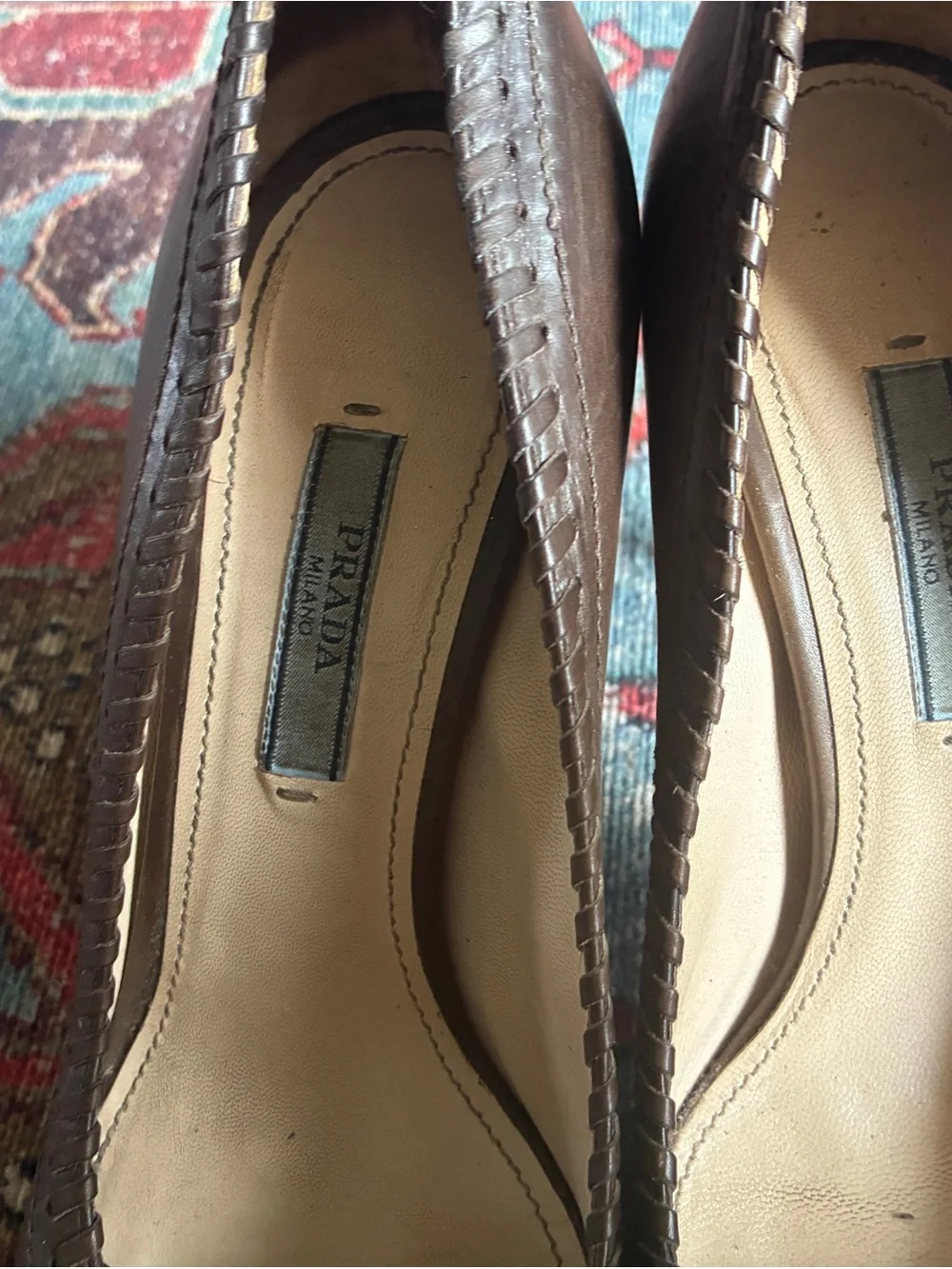 Prada Brown Leather Pointed-Toe High Heel Pumps - Picture 3 of 6